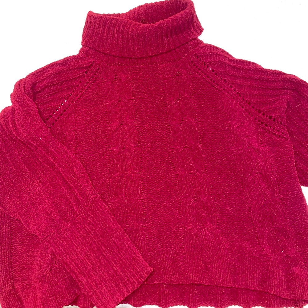 Knitted, maroon cropped sweater